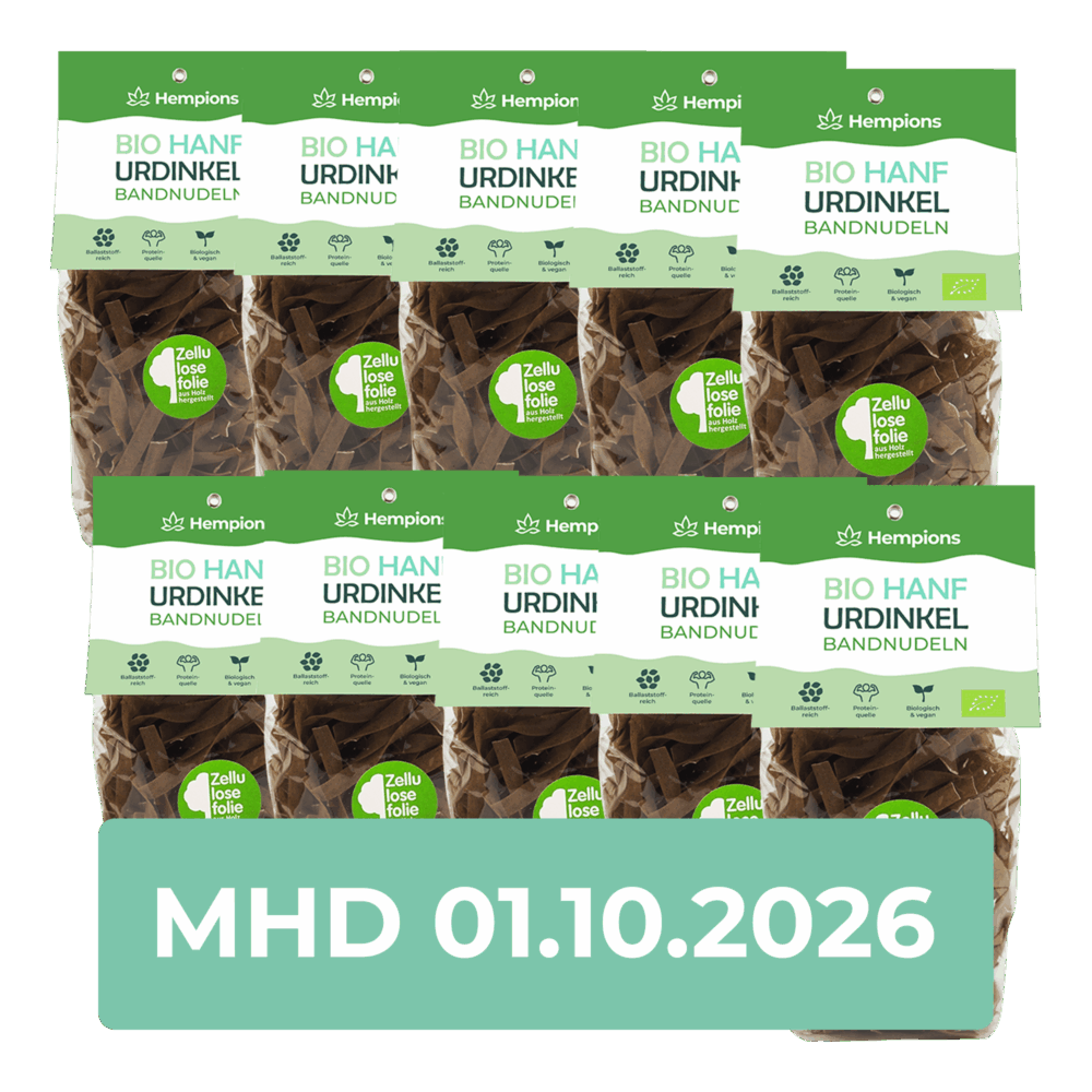 🌟 Sale 2 Bio Hanf Urdinkel Bandnudeln - 10 x 250 g - MHD 01.10.2026