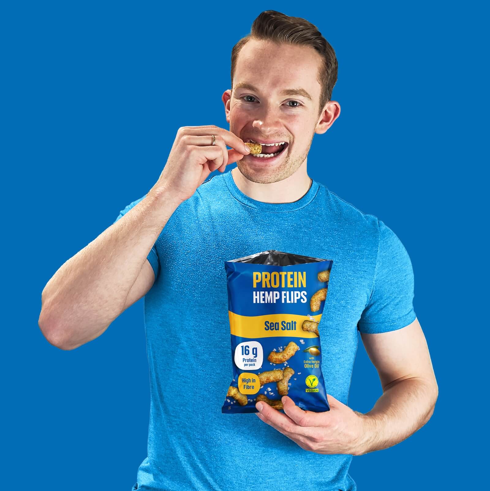 Gruender Flo mit Protein Hemp Flips Sea Salt