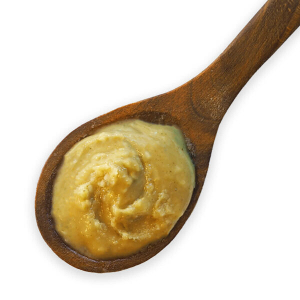 Hemp nut butter on spoon