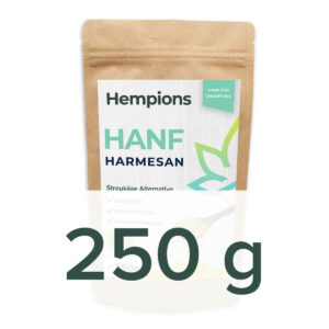 Hemp Harmesan, vegan Parmesan, in 250 g package